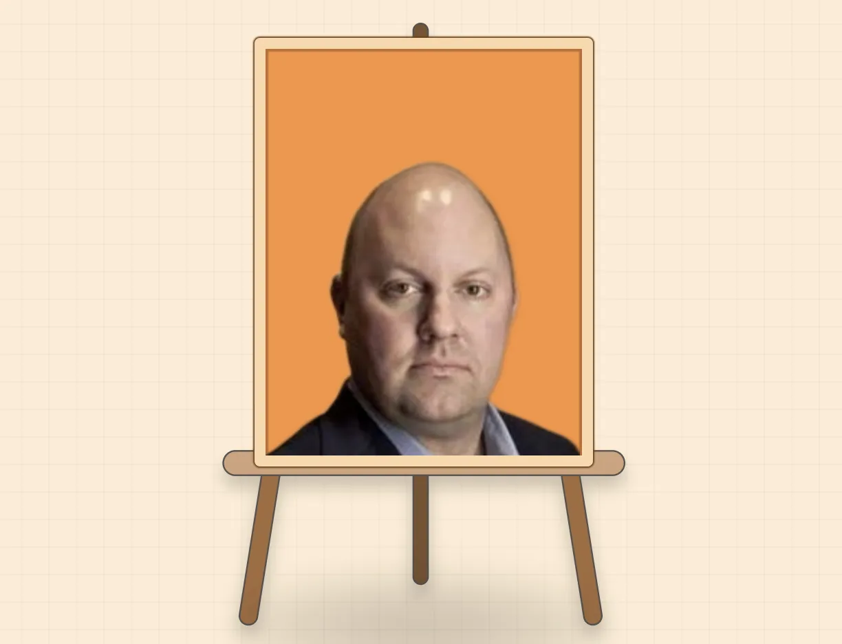 An image of Marc Andreessen. His bald dome reflects the light.