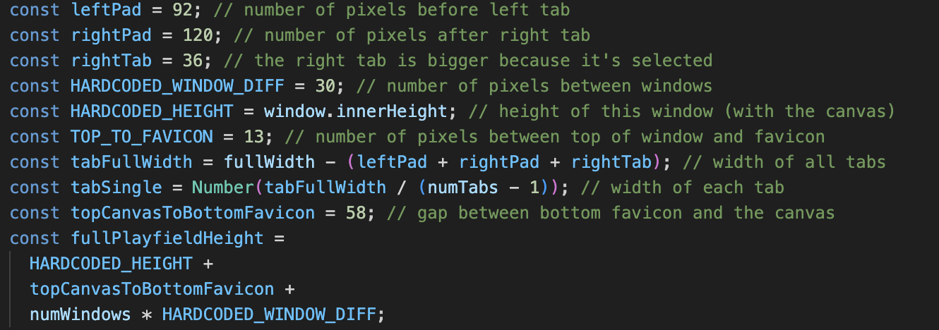 Code that encodes the pixel measurements from the above image.