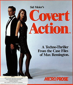 A screenshot of Sid Meier's Covert Action. Two secret-agent-looking people are standing back to back.